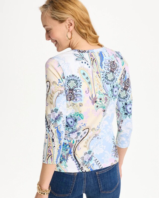 Patch Cotton Stretch 3/4 Sleeve Tee - image 3
